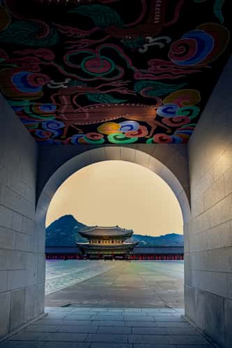 View from doorway to Gyeongbokgung Palace, Seoul
