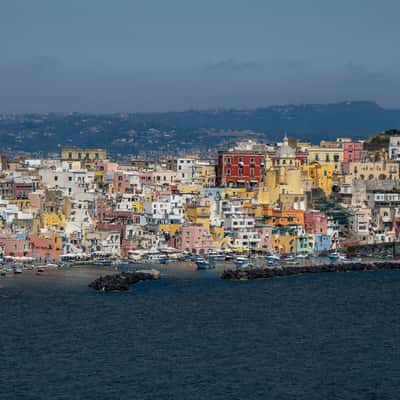 Hillside village of Corricella on the island of Procida, Italy