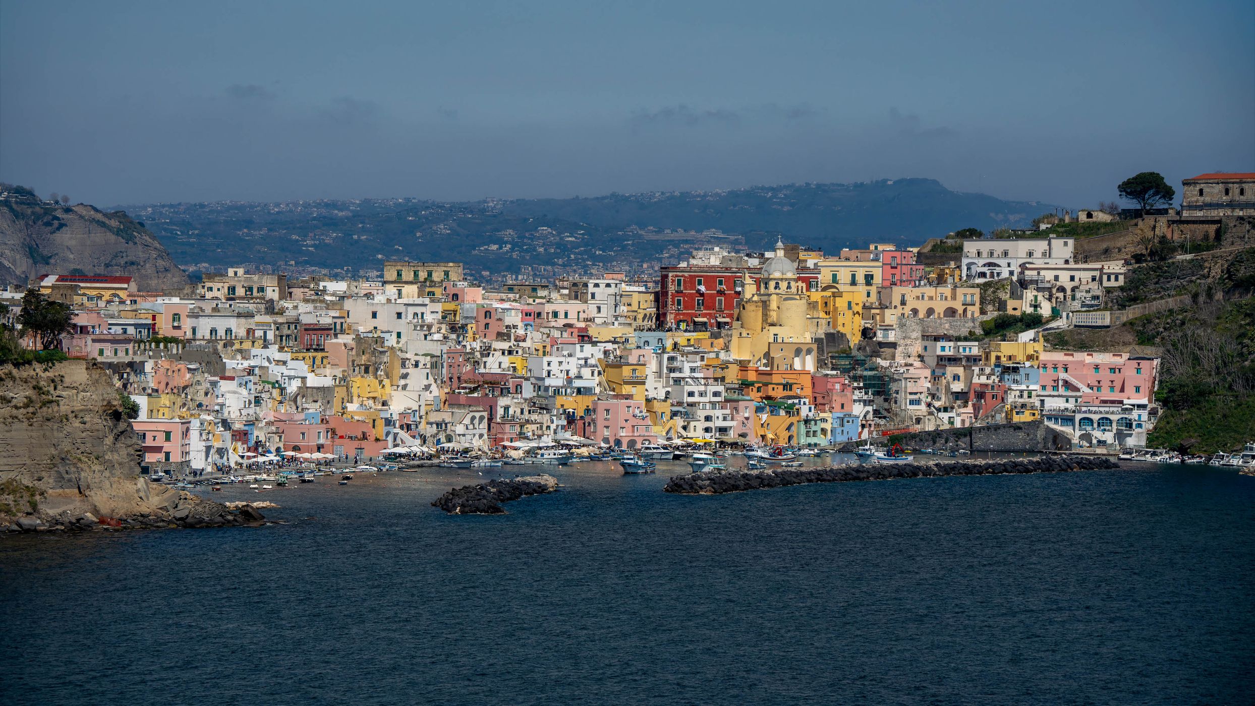 Hillside village of Corricella on the island of Procida, Italy