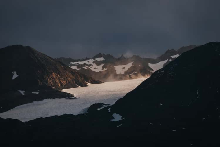 Iris bay and mountain coastline, South Georgia