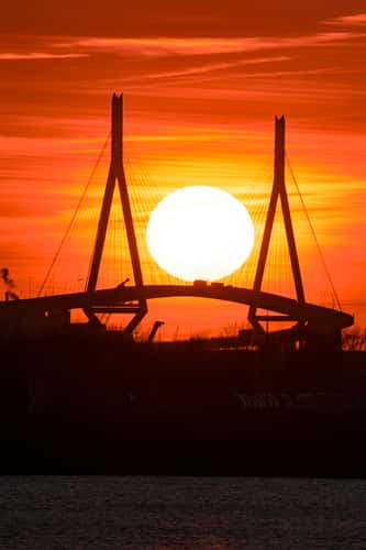 Köhlbrandbrücke at Sunset