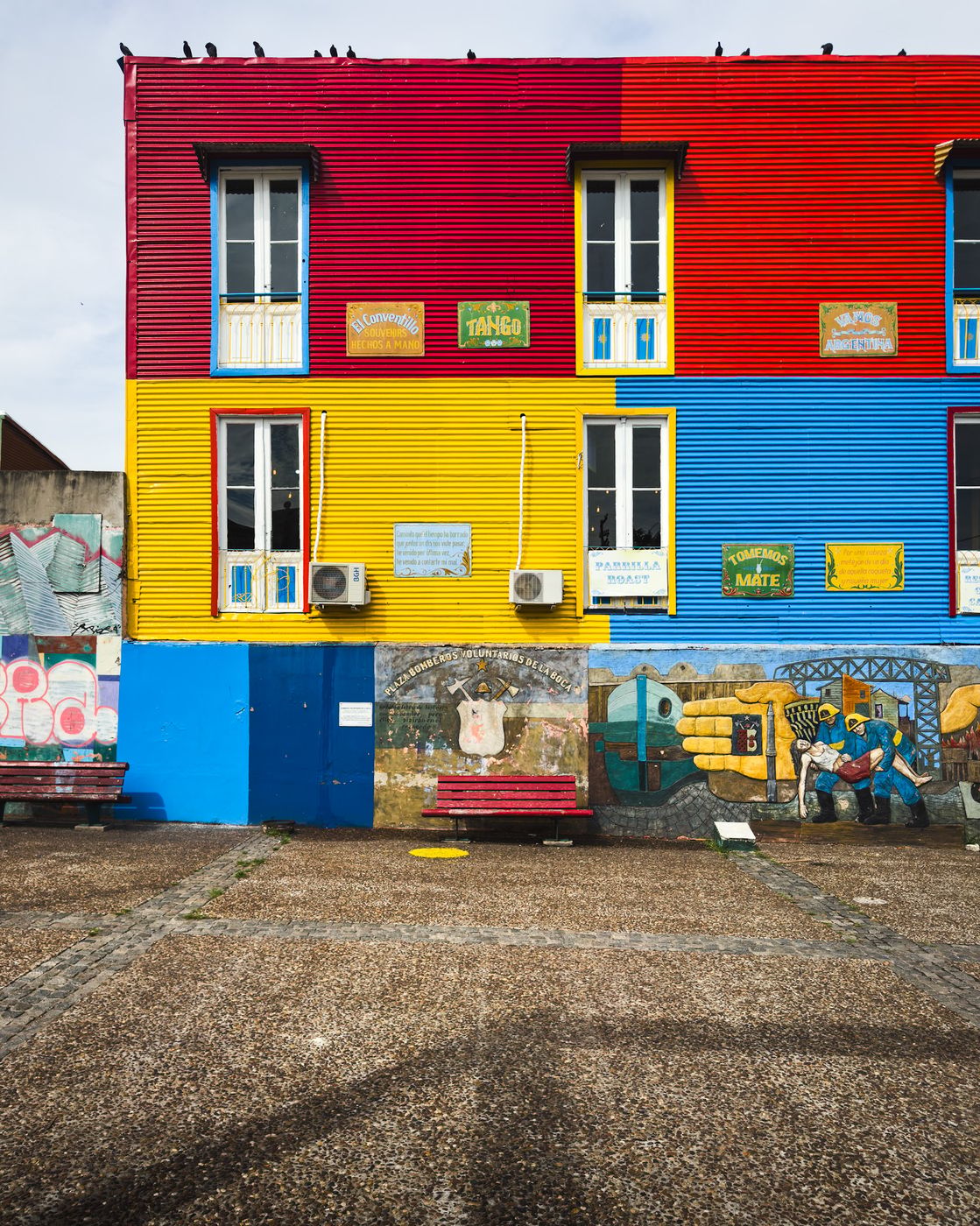 La Boca Colorful Plaza Houses, Argentina