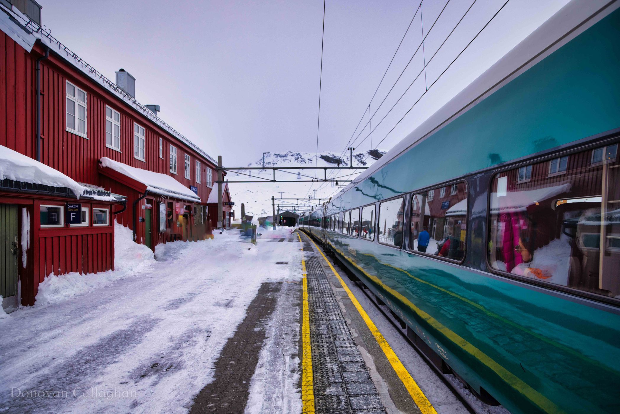 Oslo to Bergen house train ride station Finse, Norway