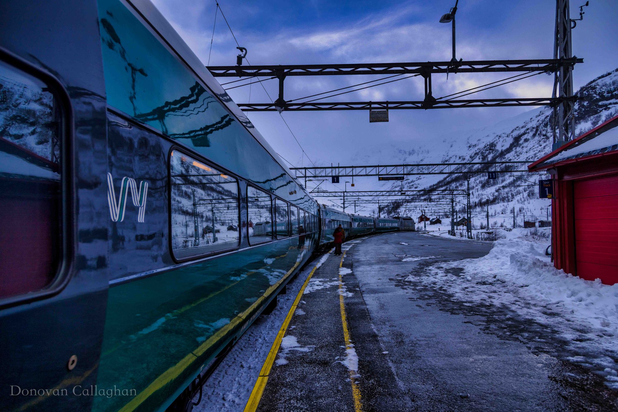 Oslo to Bergen house train ride station Finse, Norway