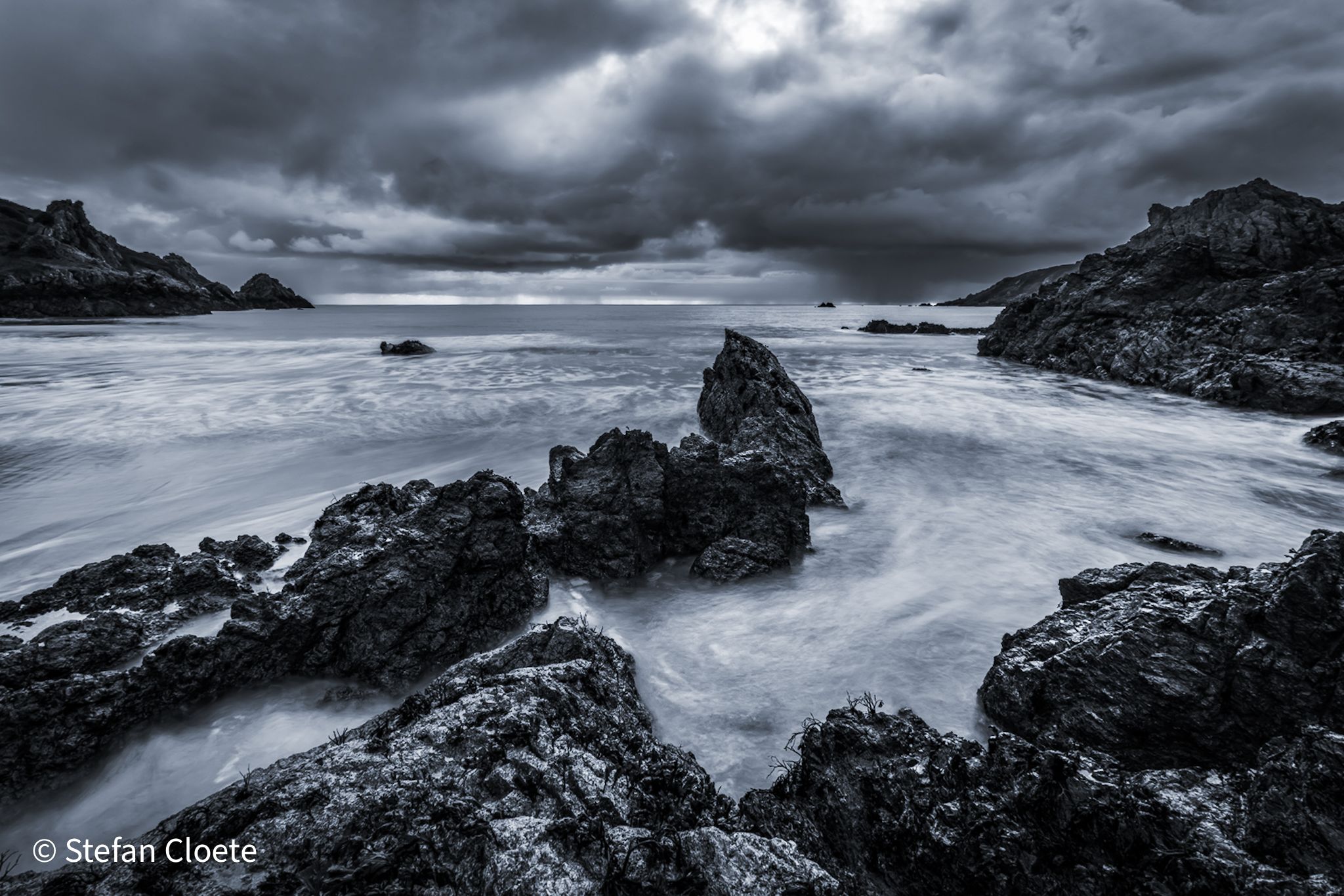 Petit Port beach during stormy weather, Guernsey