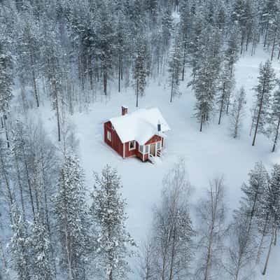 Red cabin in the forest, Finland