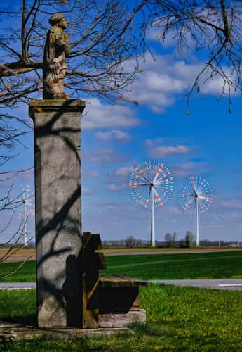 Rest area with wind turbines