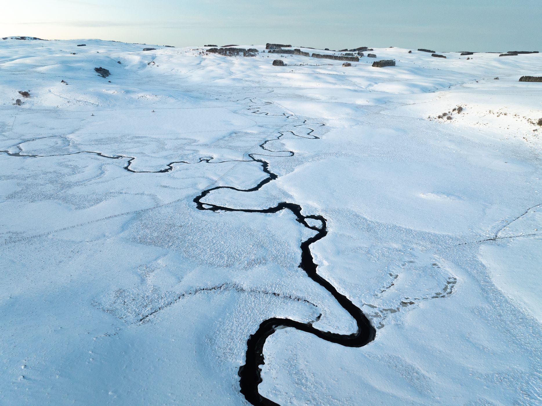 River streams of the Aubrac plateau, France