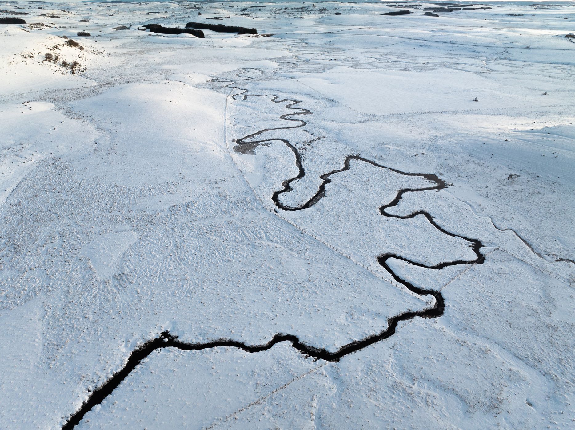 River streams of the Aubrac plateau, France