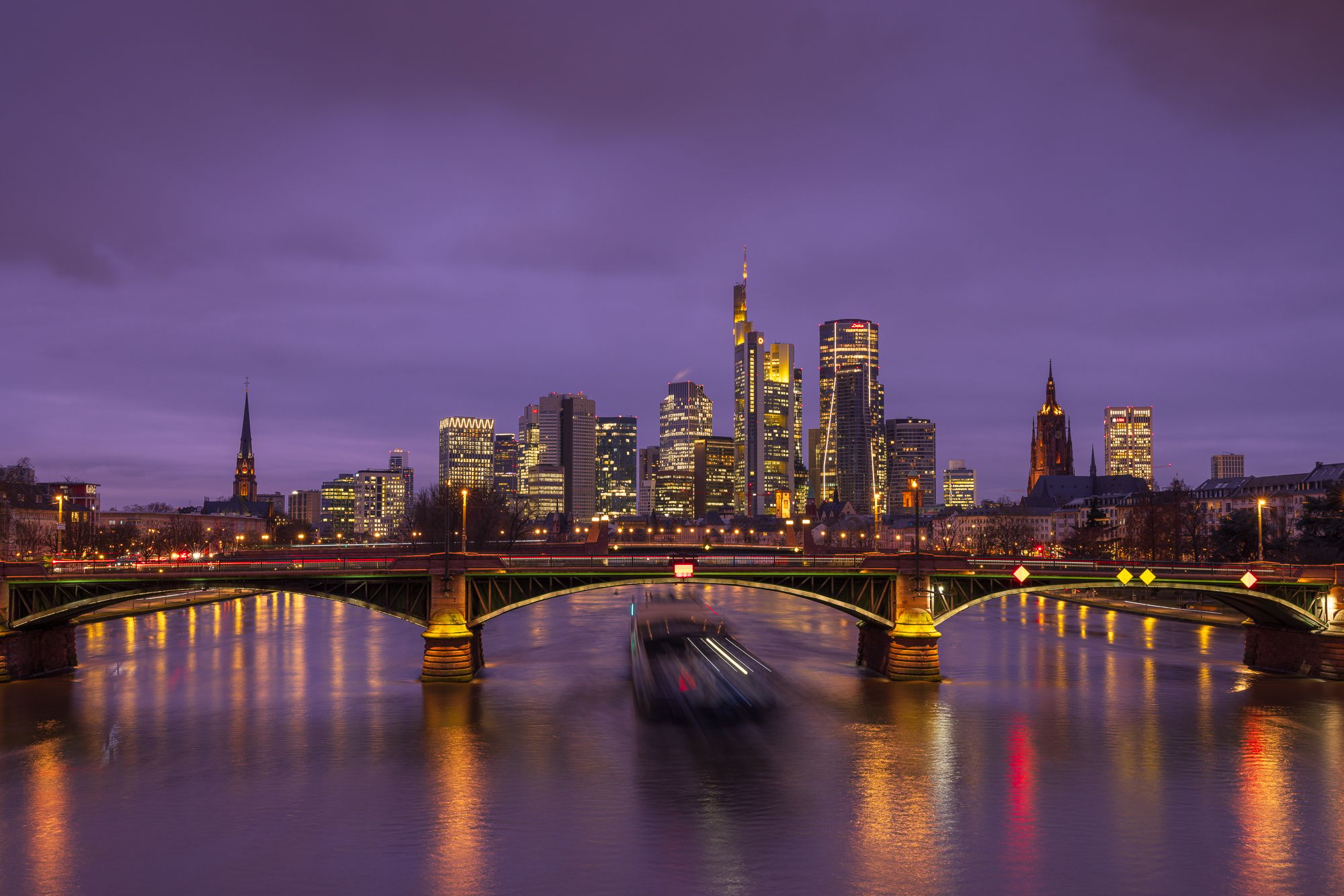View from the Flößerbrücke, Frankfurt am Main, Germany
