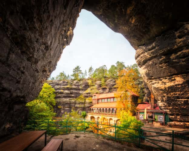 View through Pravčická Gate to the Falcon’s Nest