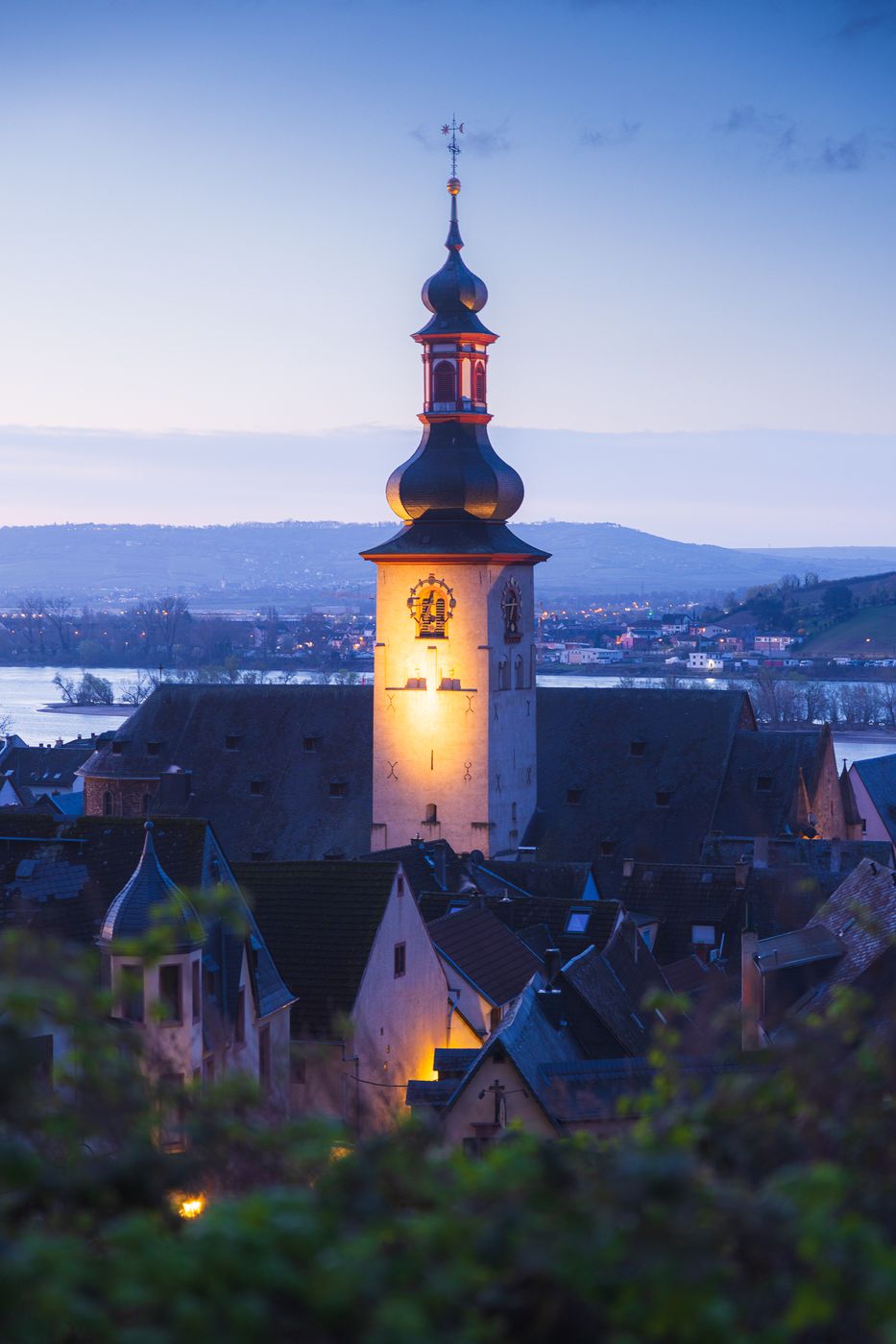 View to Rüdesheim am Rhein from the hill, Germany