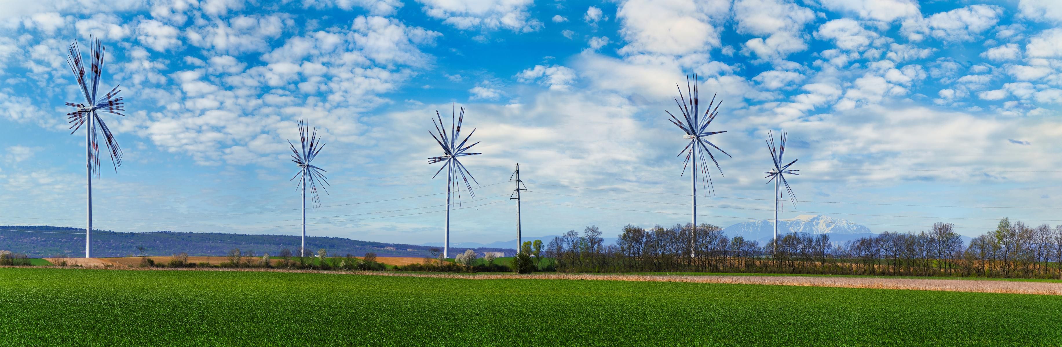 Wind turbines in front of the Schneeberg, Austria