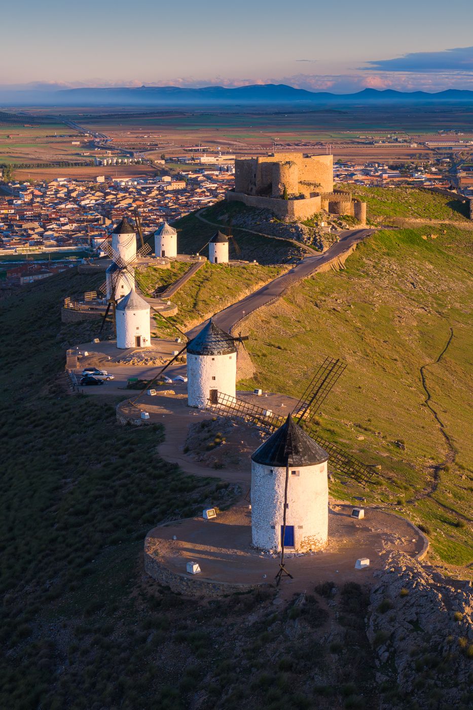 Windmills of Consuegra (drone), Spain