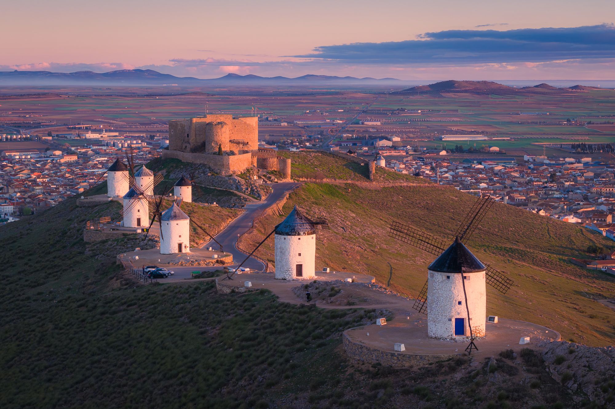 Windmills of Consuegra (drone), Spain