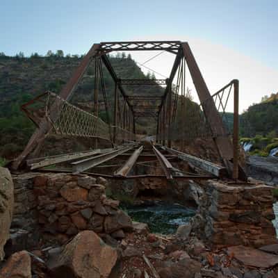 Abandoned bridge over Pit River near Pit River Falls., USA