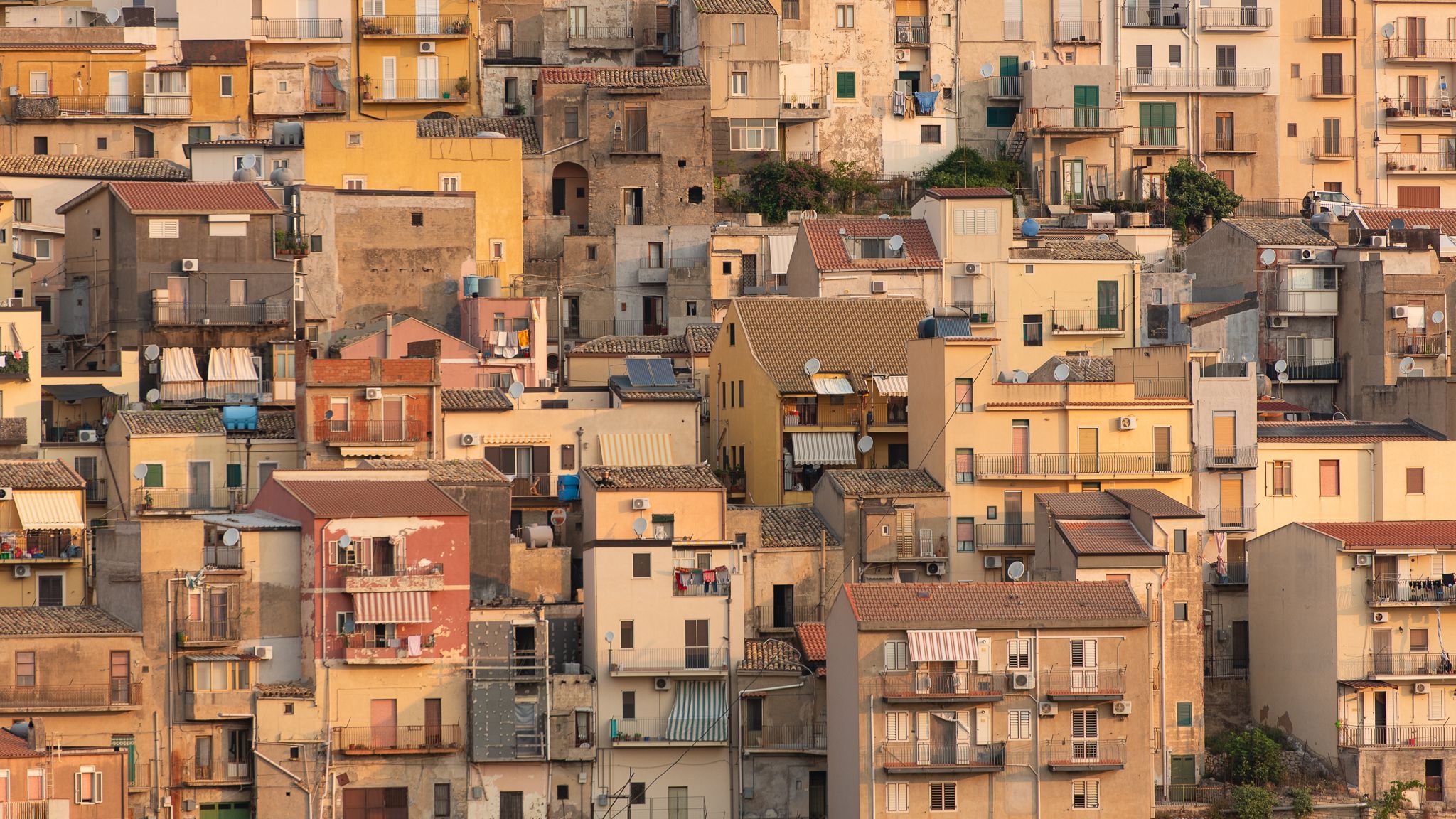 Centuripe's colorful houses, Italy