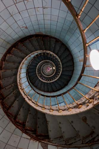 Spiral staircase inside La Coubre Lighthouse