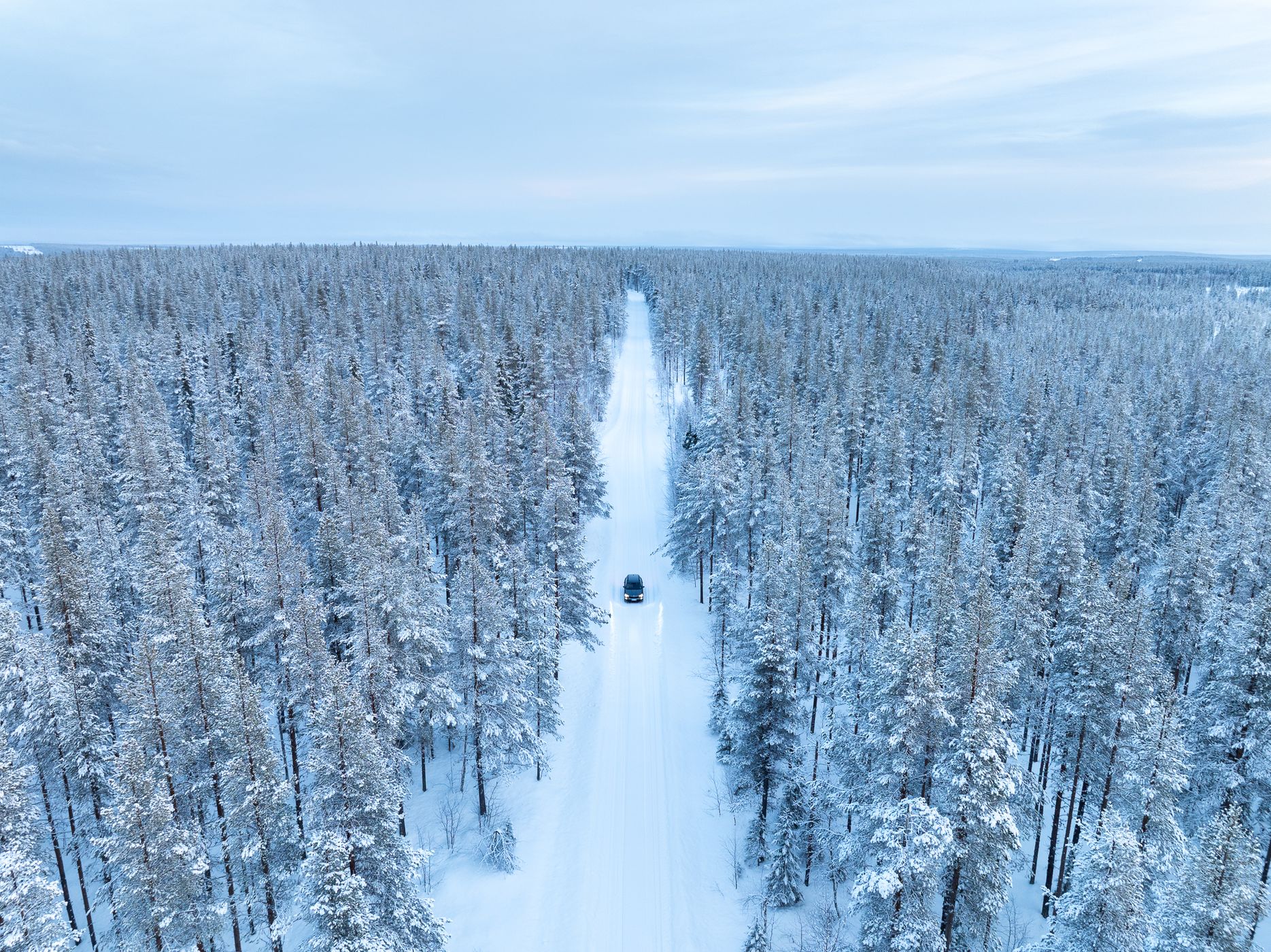 Nice road in the Finnish forest, Finland