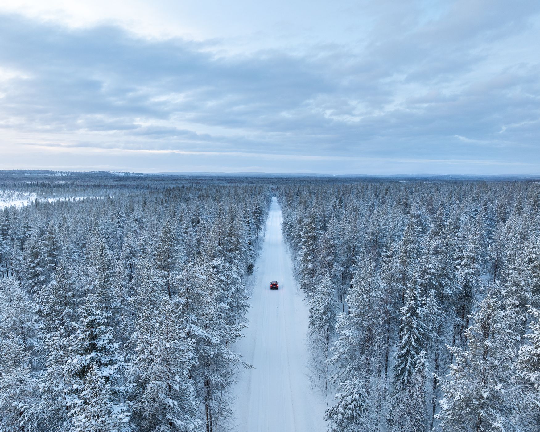Nice road in the Finnish forest, Finland