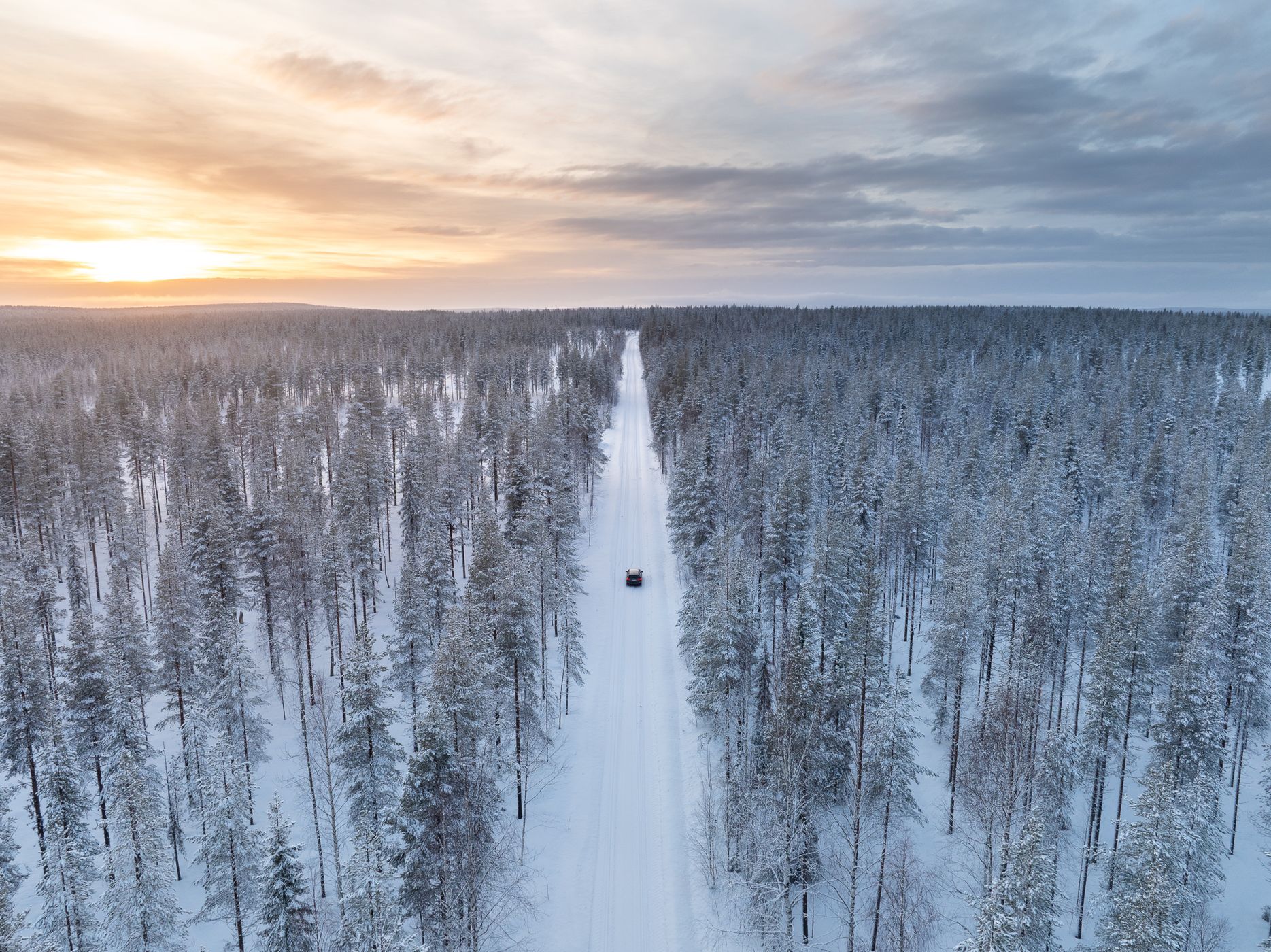 Nice road in the Finnish forest, Finland