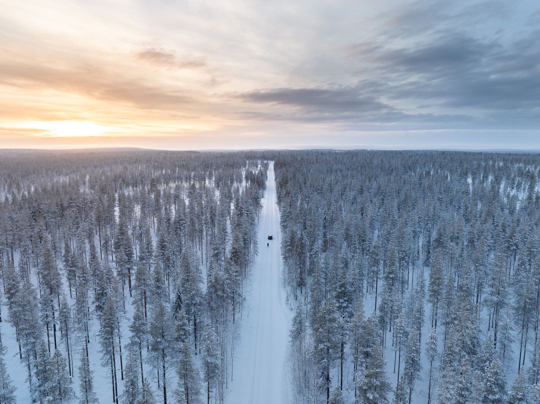 Nice road in the Finnish forest, Finland