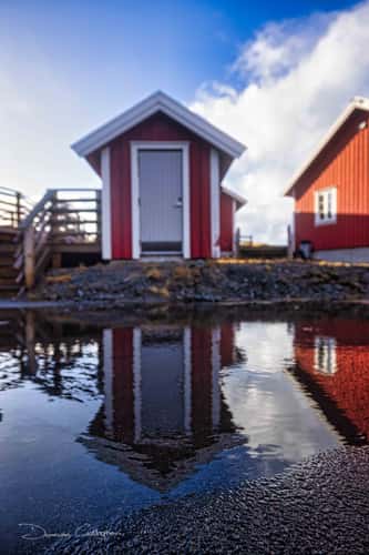 red hut reflection, Mortsund