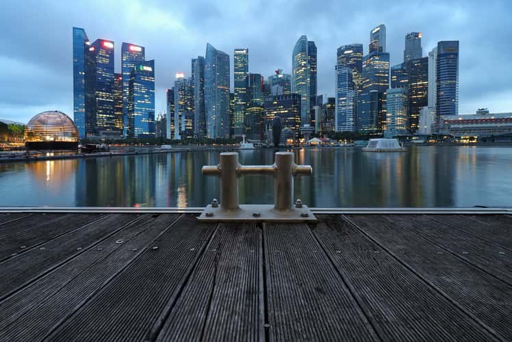singapore skyline with docking foreground