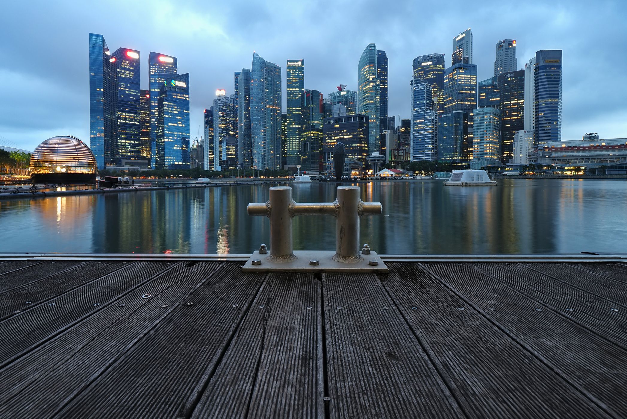 singapore skyline with docking foreground, Singapore