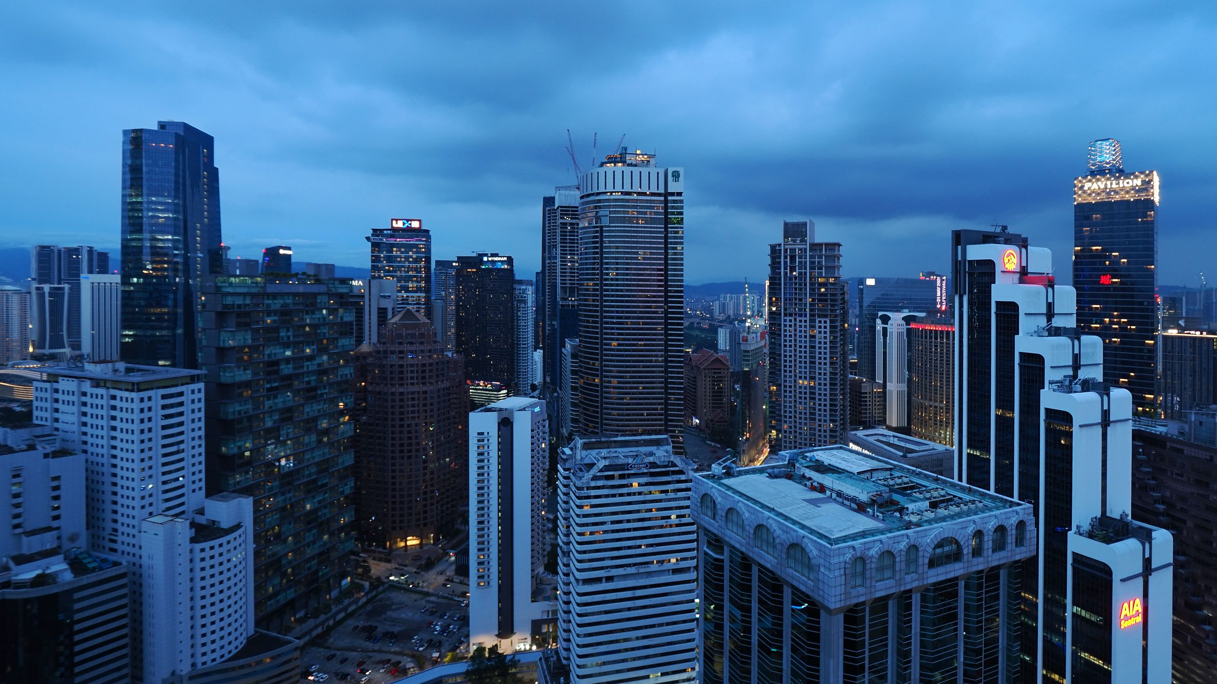 Skybar view over Kuala Lumpur Skyline, Malaysia