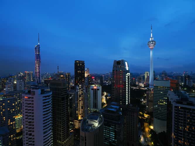 Skybar view over Kuala Lumpur Skyline