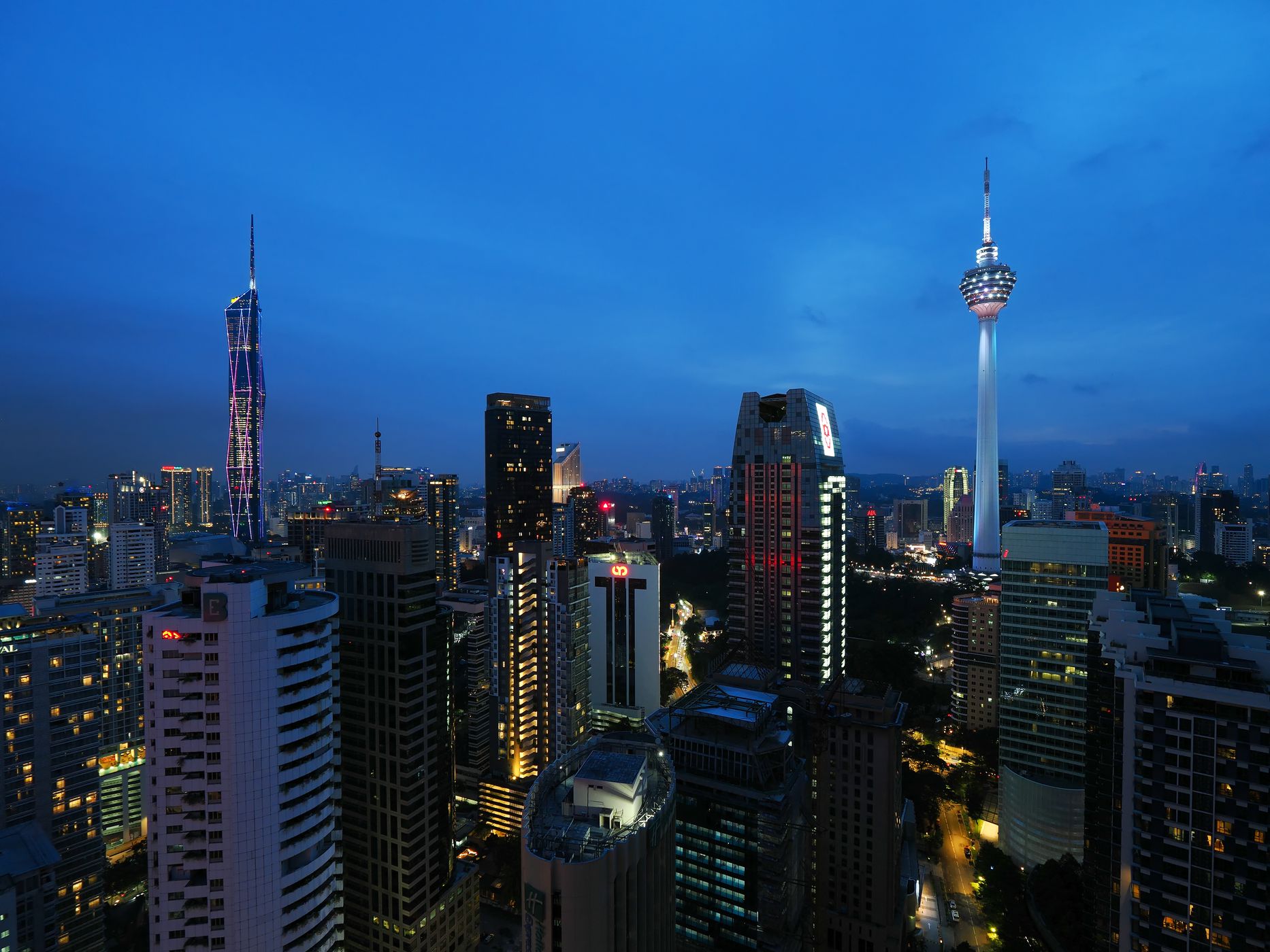 Skybar view over Kuala Lumpur Skyline, Malaysia
