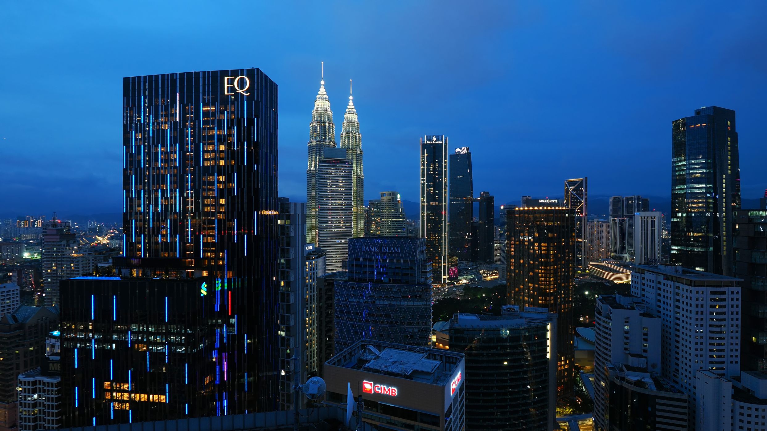 Skybar view over Kuala Lumpur Skyline, Malaysia