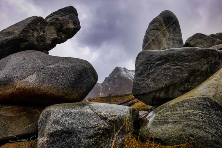 Though the rocks mountain Vikten Beach
