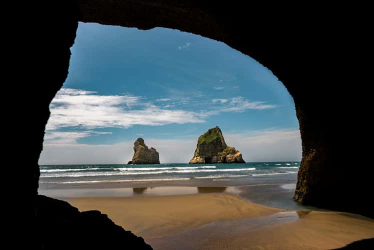 Wharariki Beach Cave, Archway Islands, South Island