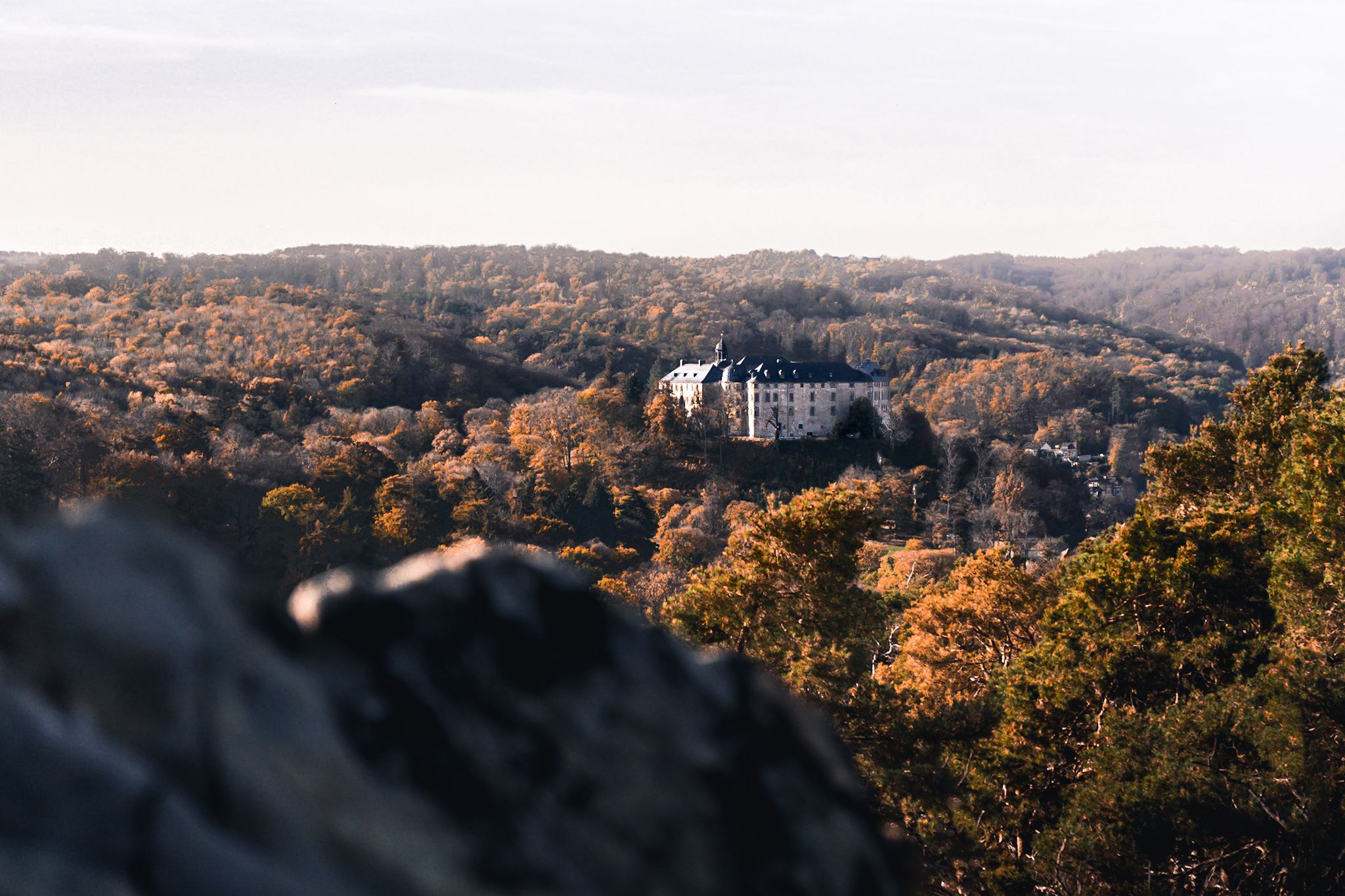 Blick auf Schloss Blankenburg vom Großvaterfelsen, Germany
