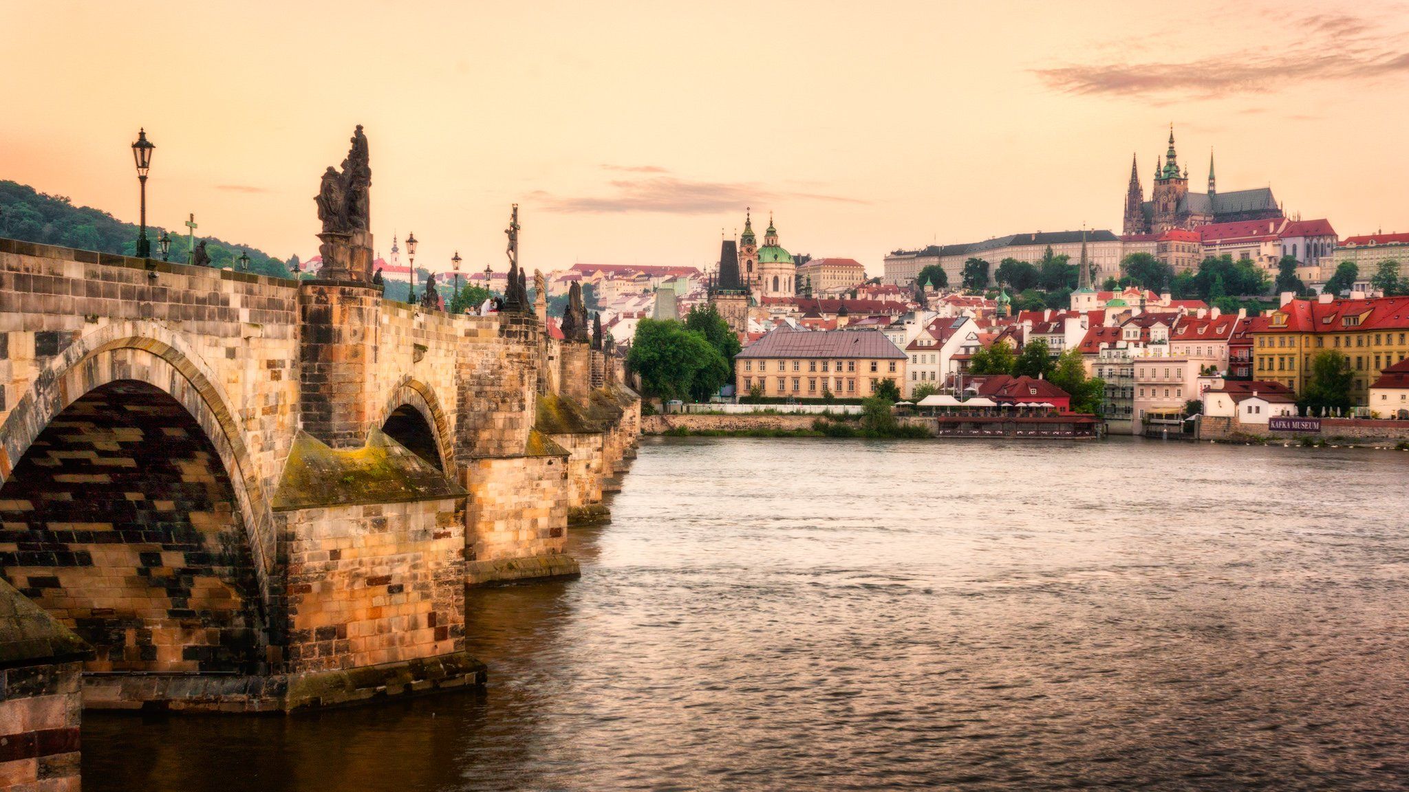 Charles Bridge and Old Town Panorama over the river, Czech Republic