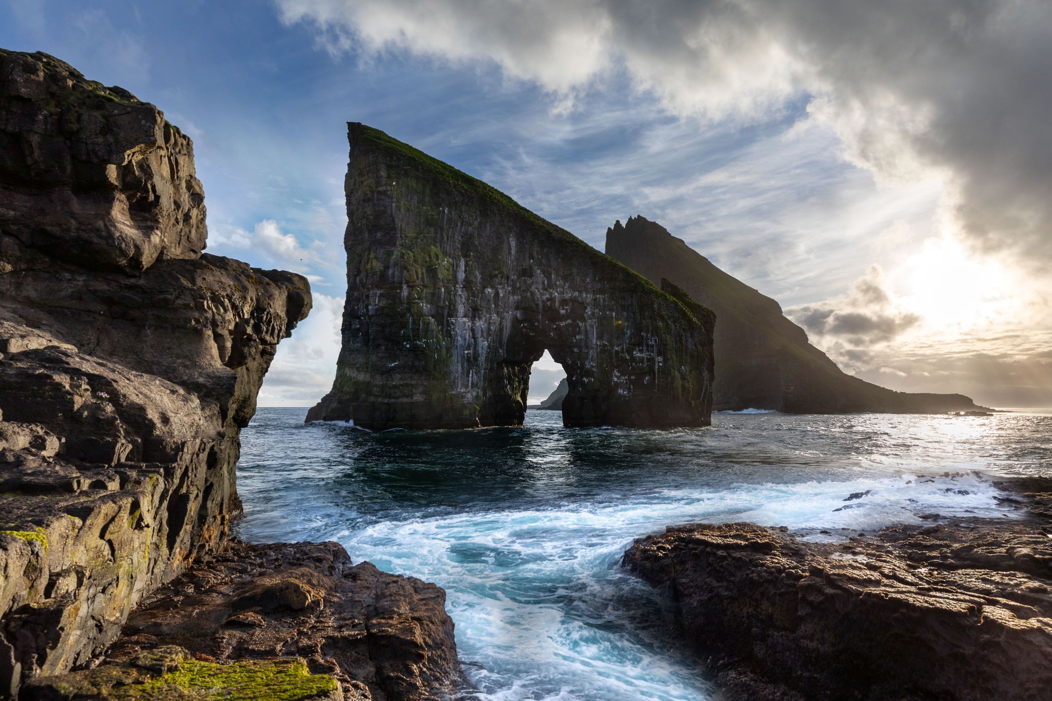 Drone View of Drangarnir, Faroe Islands