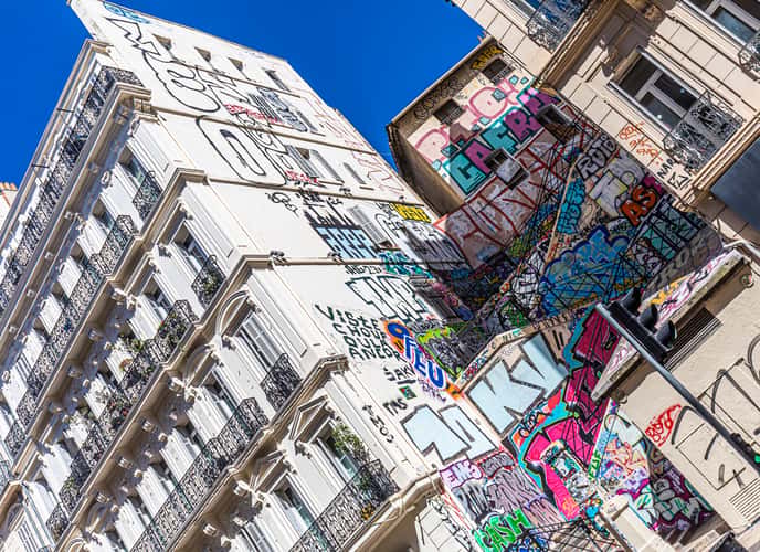 Graffiti in Cour Julien in Marseille