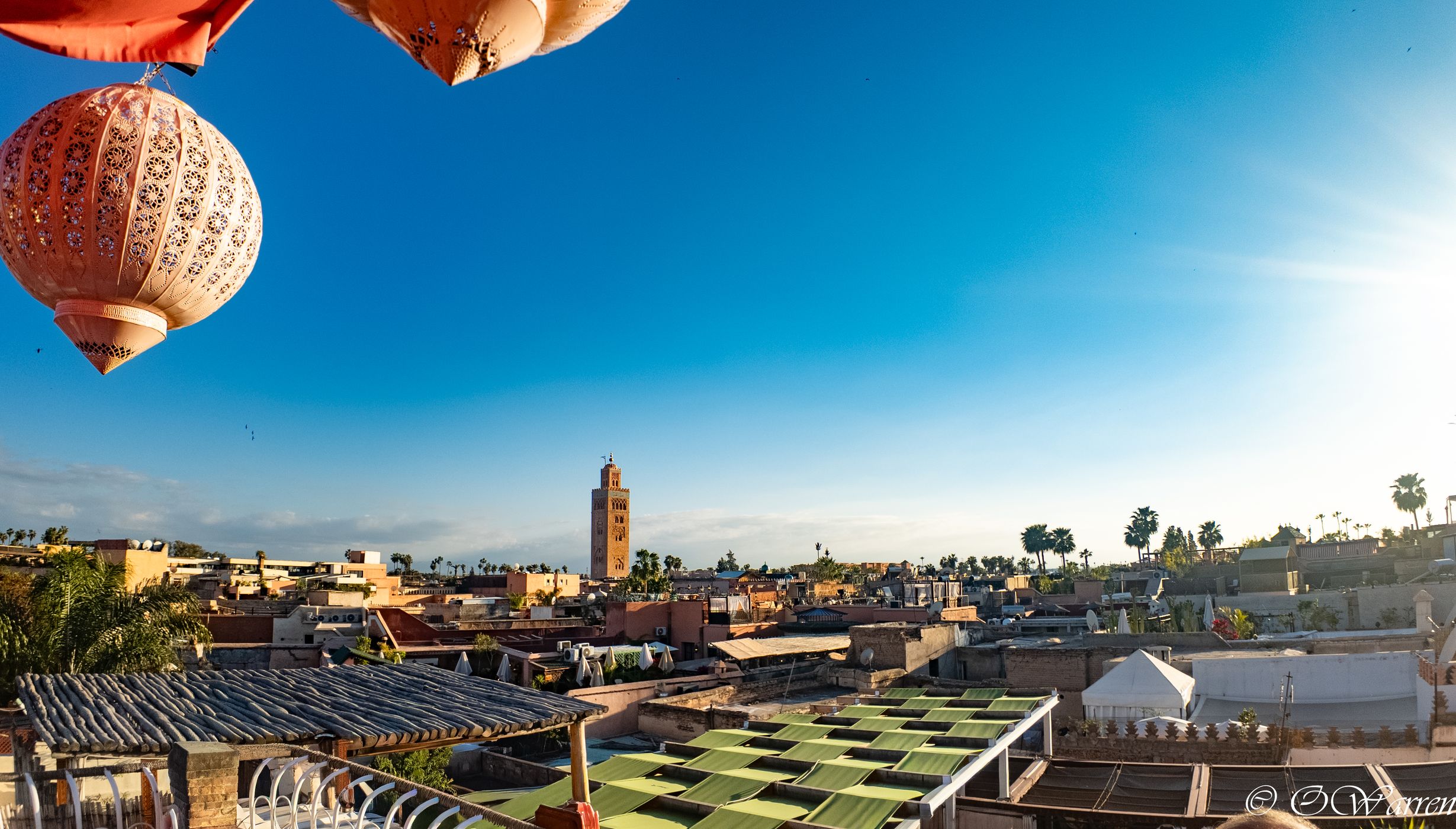 Koutoubia Mosque Marrakesh from MK hotel Rooftop, Morocco