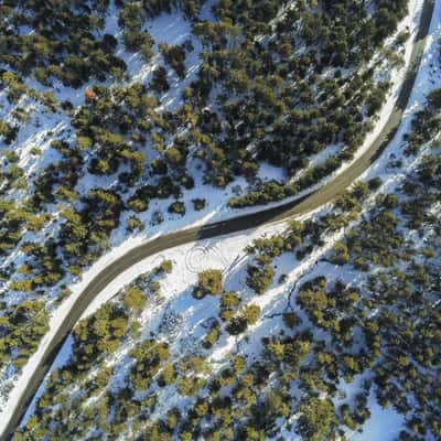 Nice mountain road with snow, France