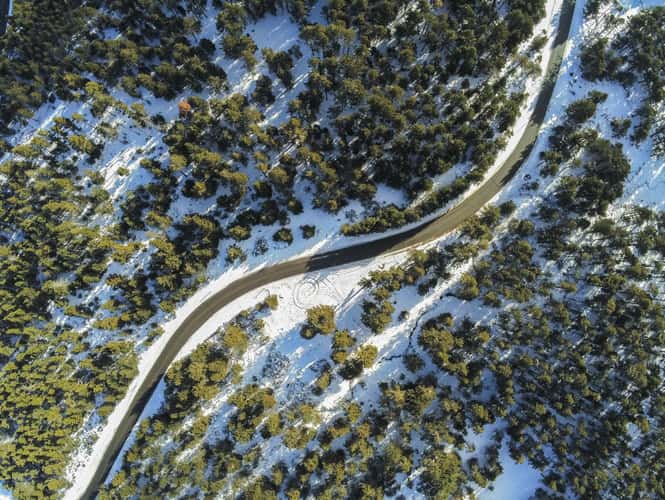 Nice mountain road with snow