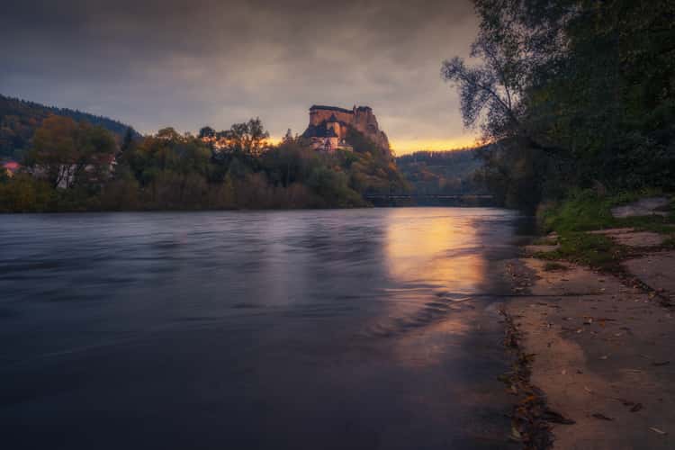 Orava Castle before sunrise.