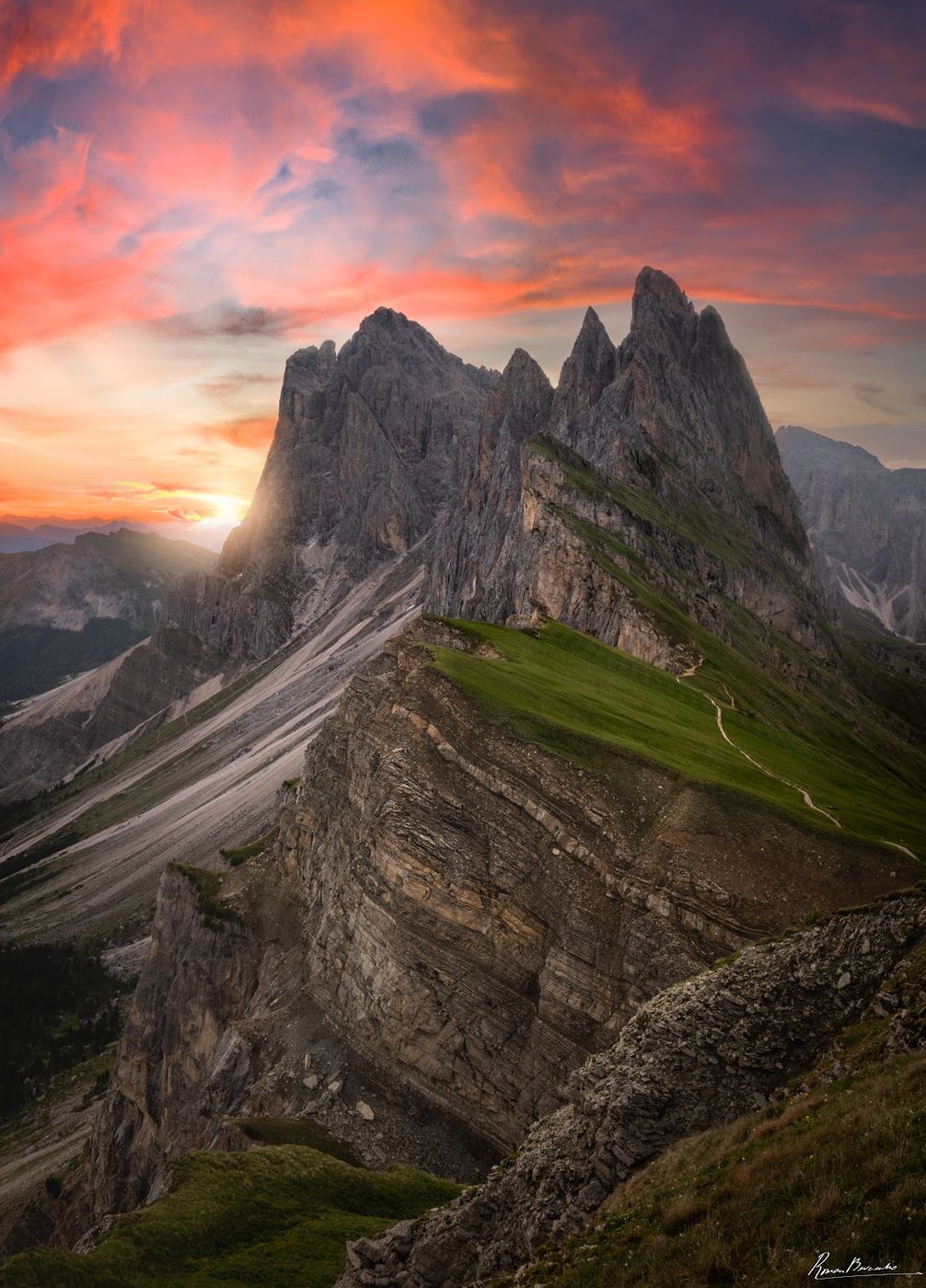 Seceda classic view point, South Tyrol, Italy