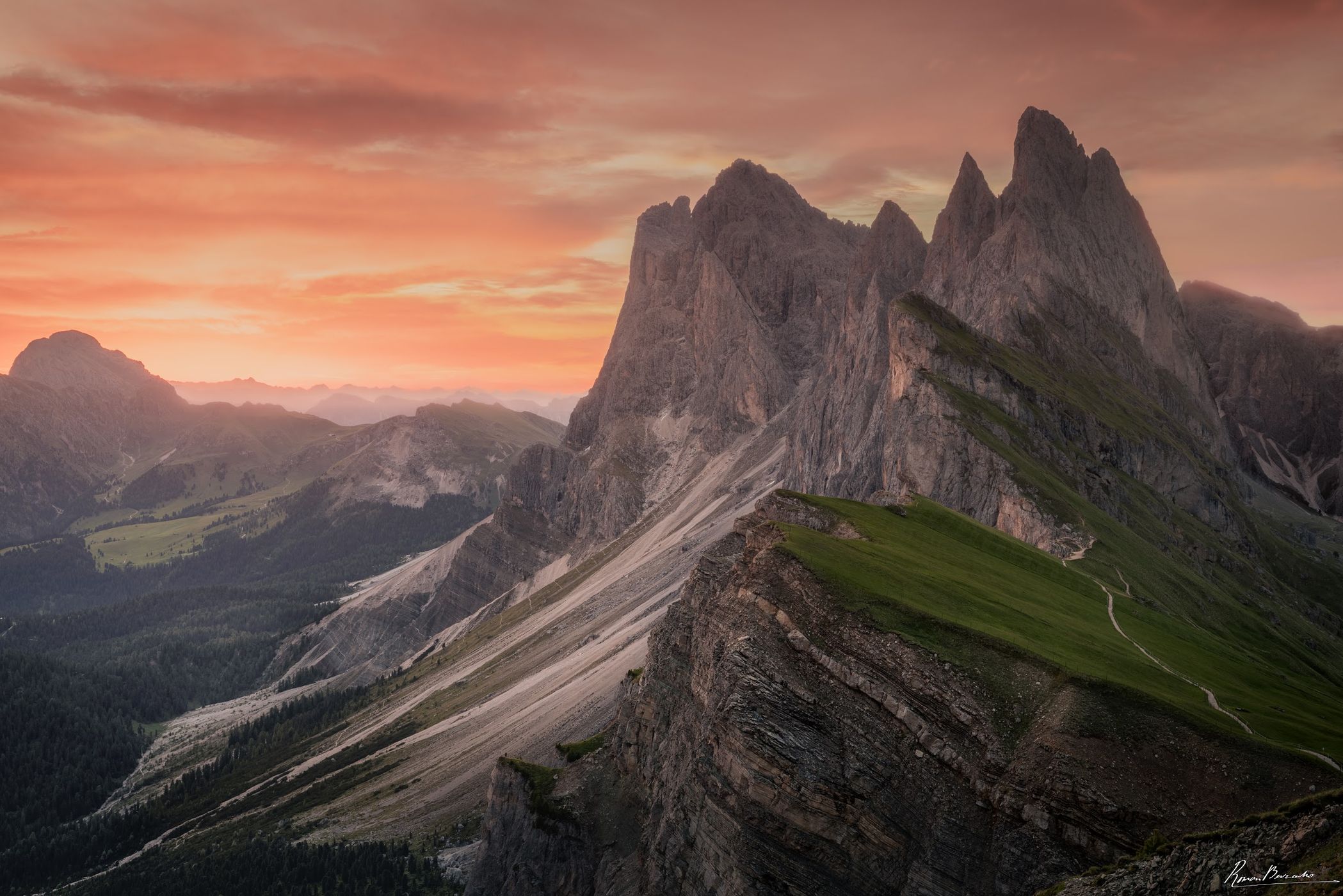 Seceda classic view point, South Tyrol, Italy