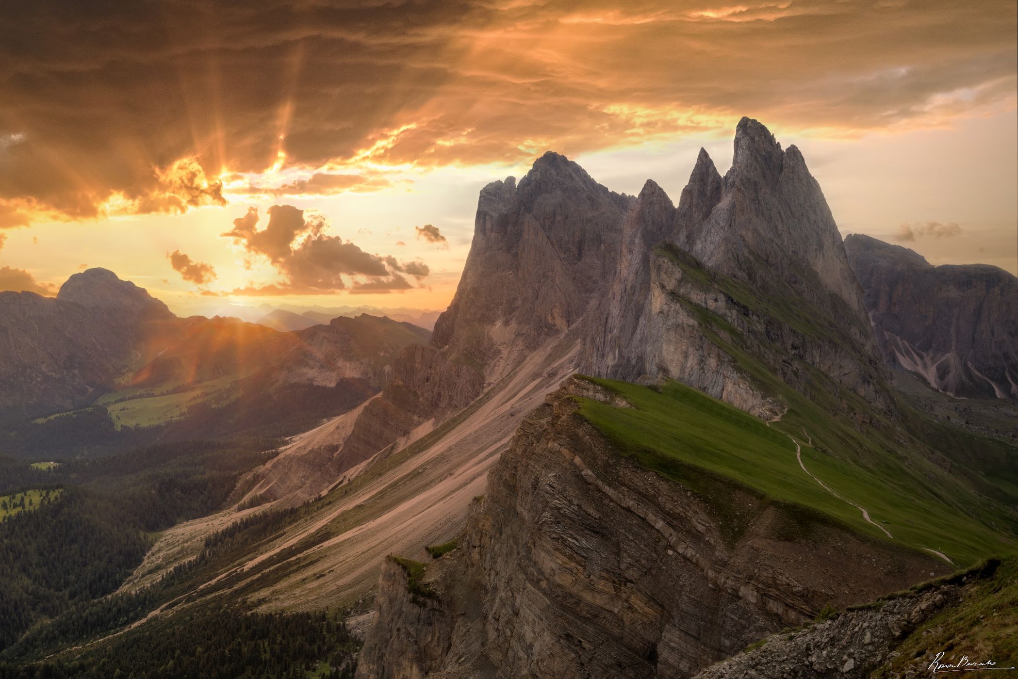 Seceda classic view point, South Tyrol, Italy