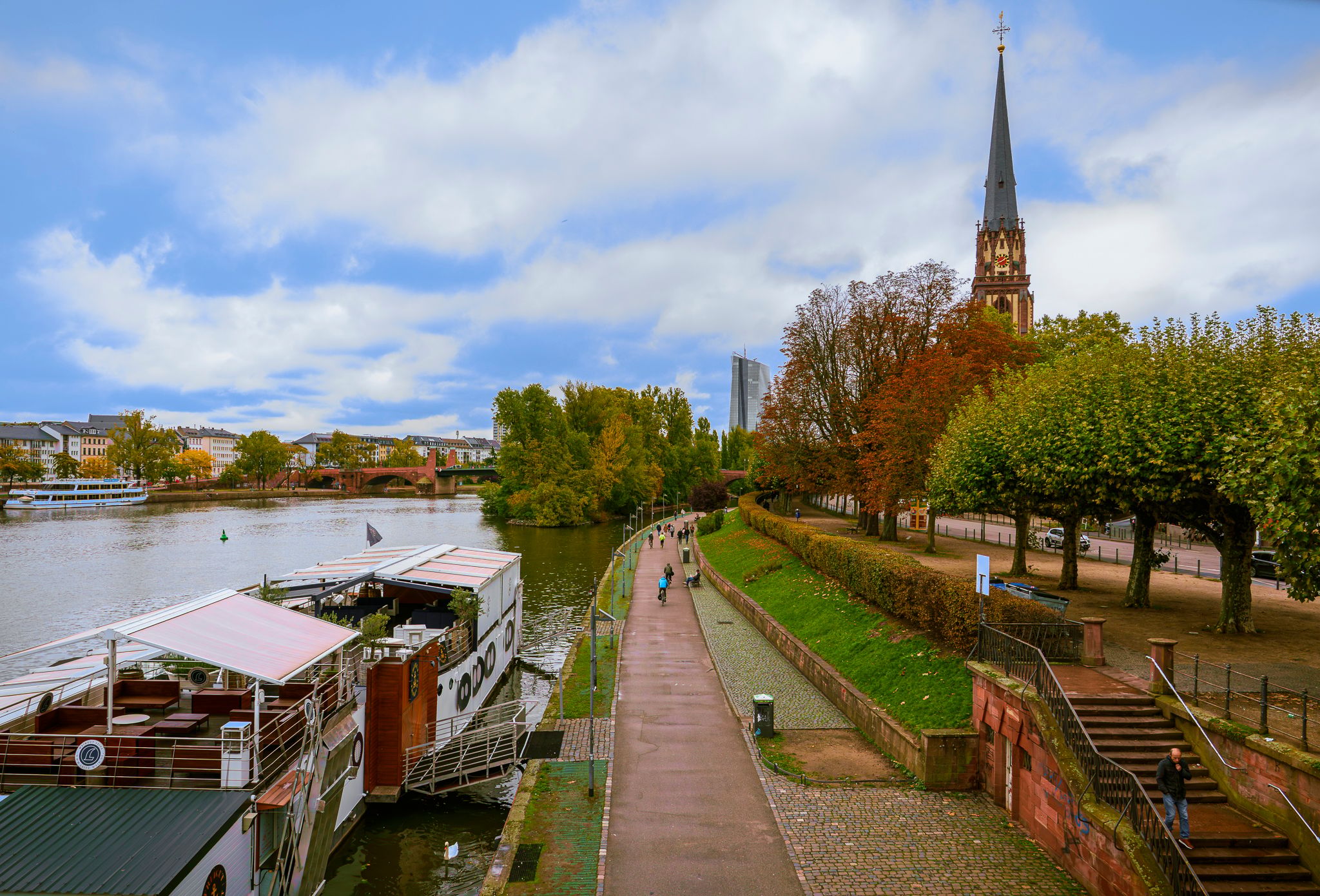 View from Old Bridge of Frankfurt, Germany