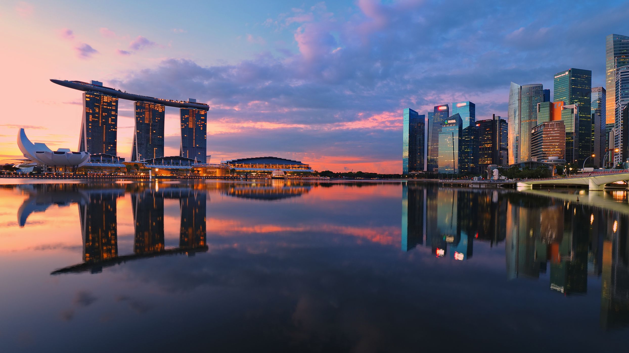 View of Financial District with Jubilee Bridge, Singapore