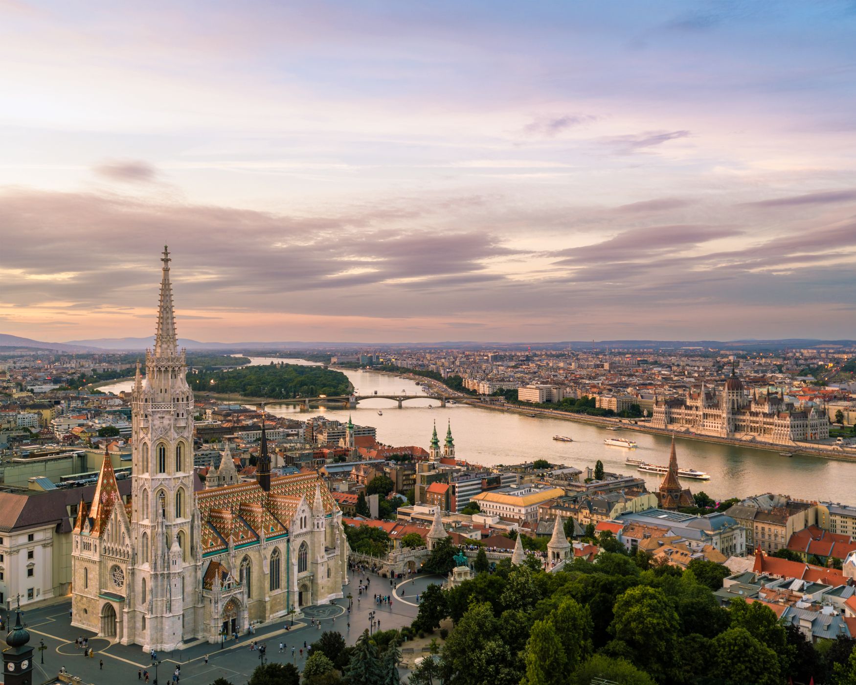 Aerial photo about a famous part of Budapest, Hungary