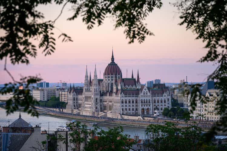 Chain Bridge and Castle from Buda side of Danube